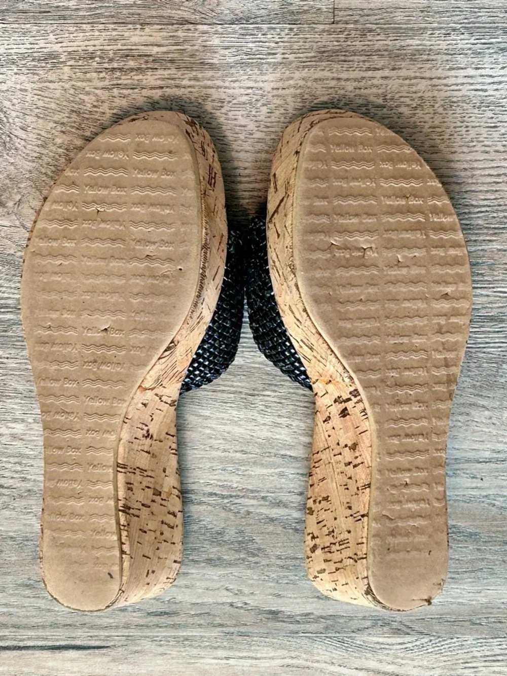 Yellow Box Women’s Black Woven Slide Sandals with Decorative Buckle Size 8.5
